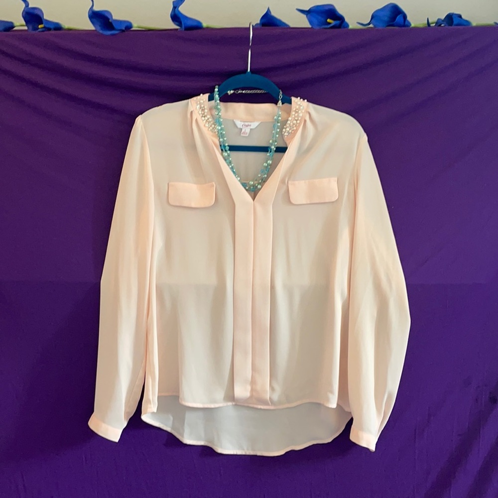 Candies Beaded Pink Silk Blouse